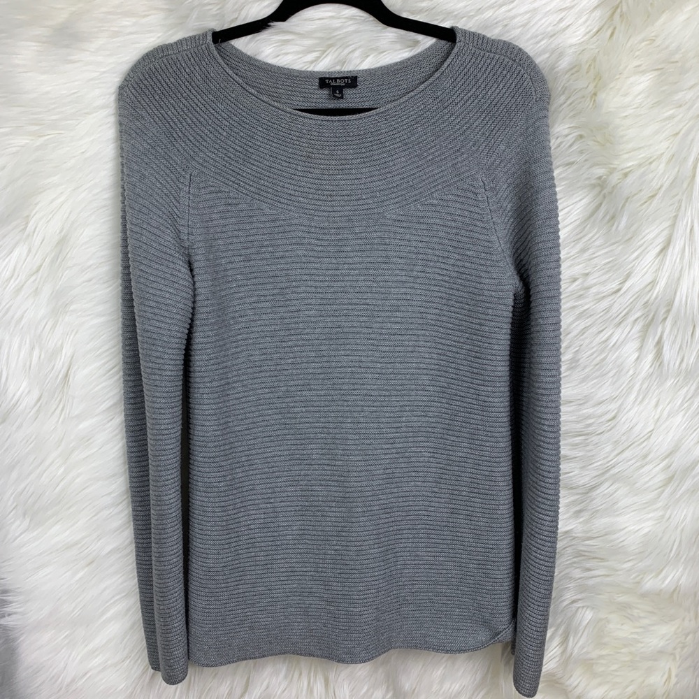 Talbots women sweater top small gray